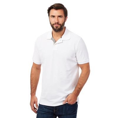 Maine New England Big and tall white contrast placket pique polo shirt